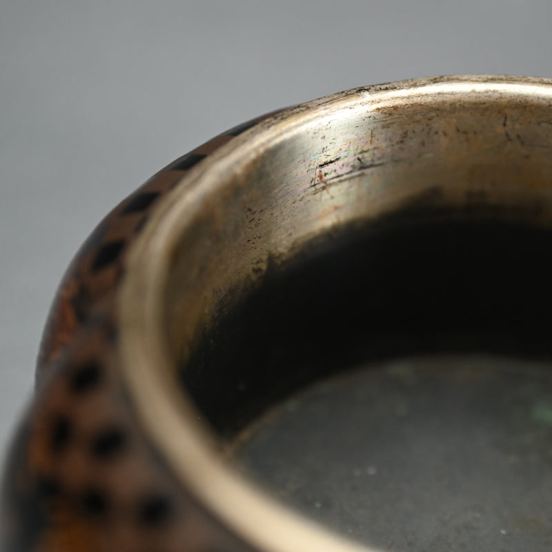 Edo p. Akoda Koro Incense Burner with Silver Lid  ー阿古陀香炉