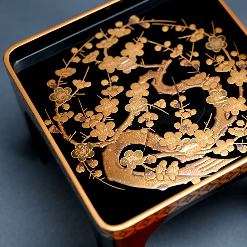 Fabulous 19th c. Lacquer Sake Stand & Cup Set