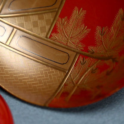 Fabulous 19th c. Lacquer Sake Stand & Cup Set