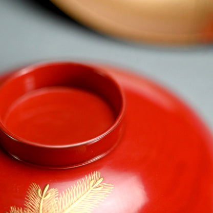 Fabulous 19th c. Lacquer Sake Stand & Cup Set