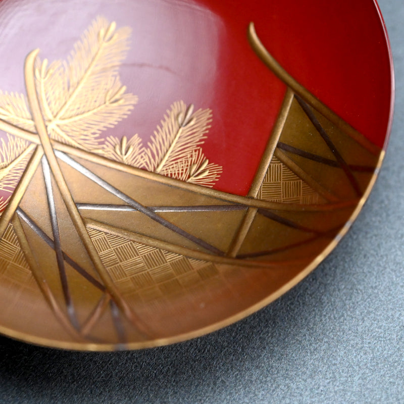 Fabulous 19th c. Lacquer Sake Stand & Cup Set