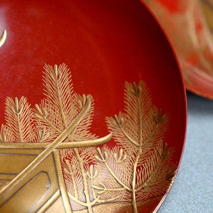 Fabulous 19th c. Lacquer Sake Stand & Cup Set