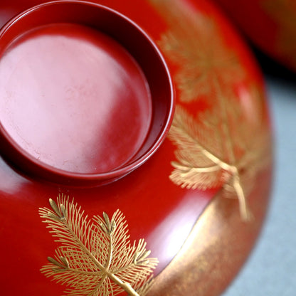 Fabulous 19th c. Lacquer Sake Stand & Cup Set