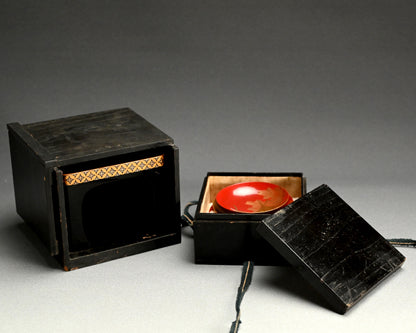 Fabulous 19th c. Lacquer Sake Stand & Cup Set