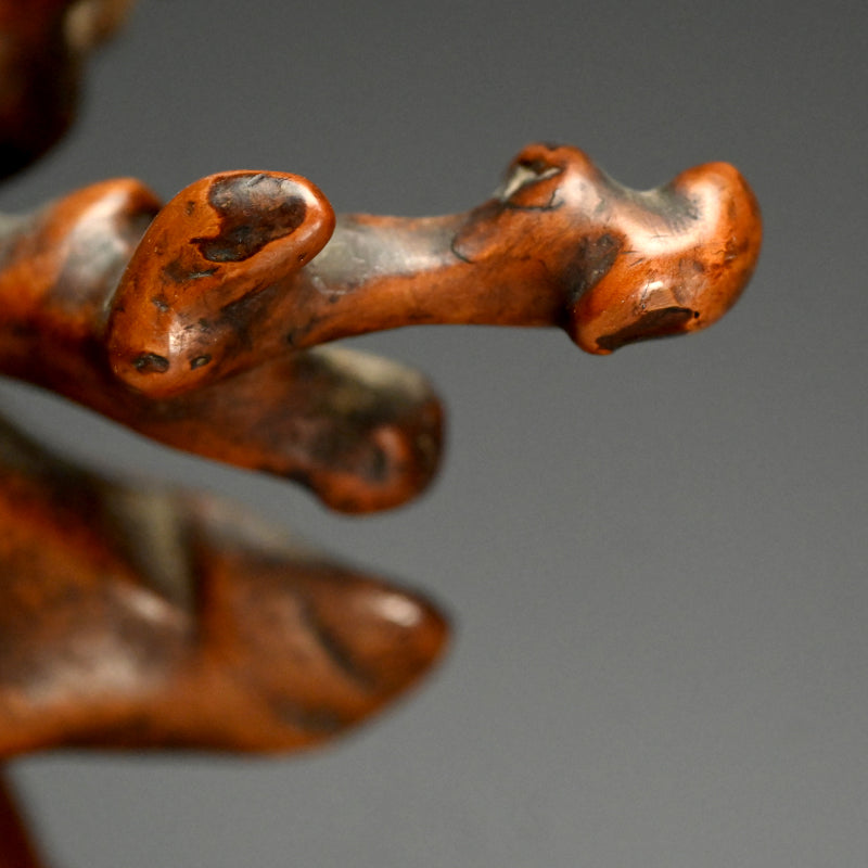 Antique Japanese Burl-Wood Deer Sculpture