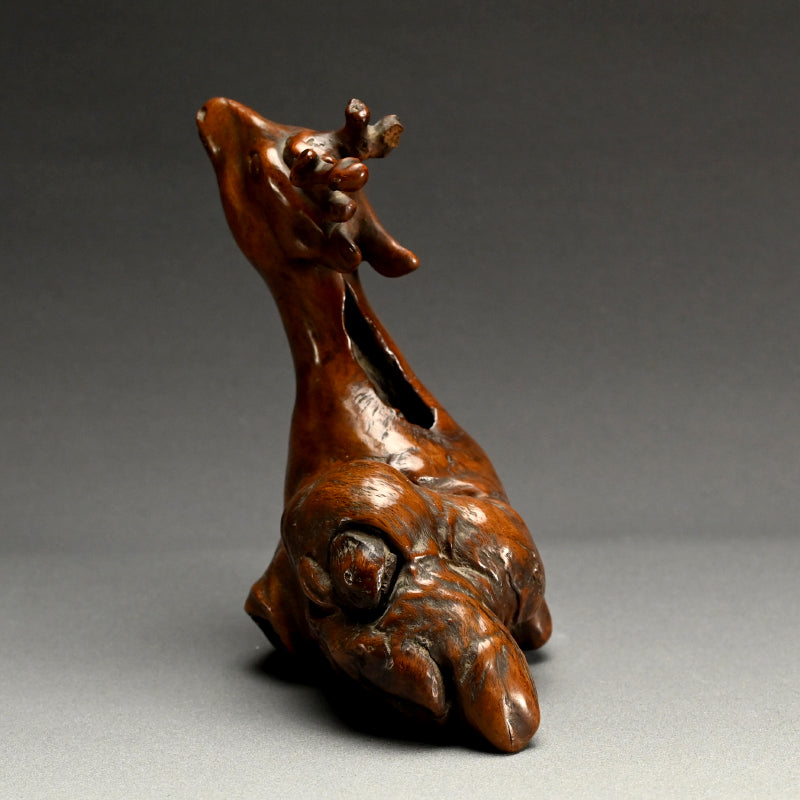Antique Japanese Burl-Wood Deer Sculpture