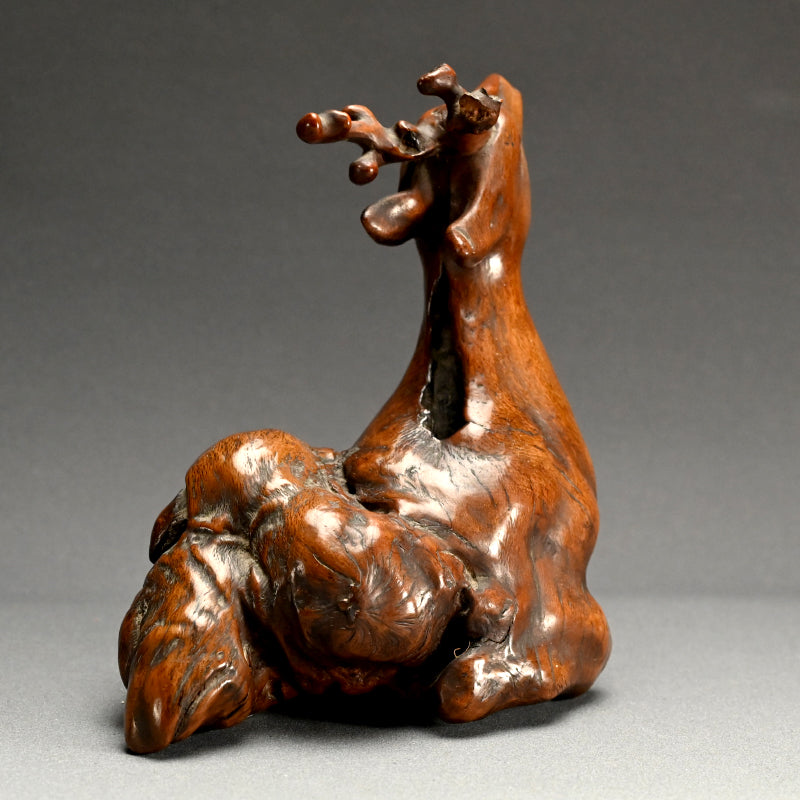 Antique Japanese Burl-Wood Deer Sculpture