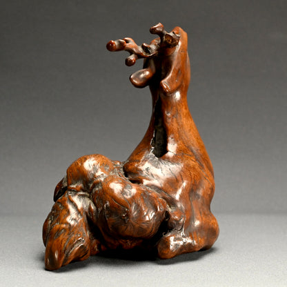 Antique Japanese Burl-Wood Deer Sculpture