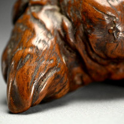 Antique Japanese Burl-Wood Deer Sculpture