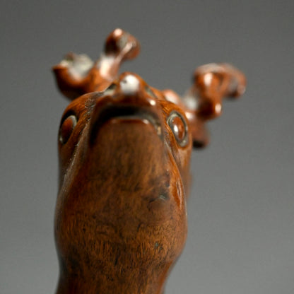 Antique Japanese Burl-Wood Deer Sculpture