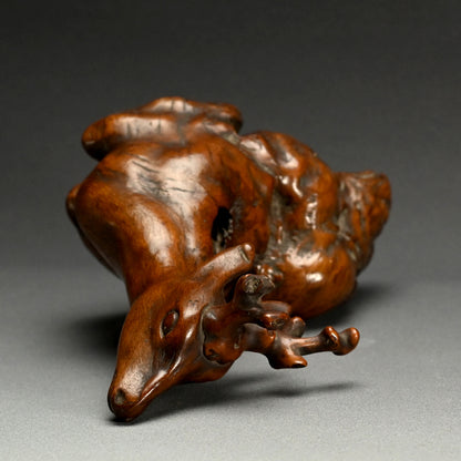 Antique Japanese Burl-Wood Deer Sculpture
