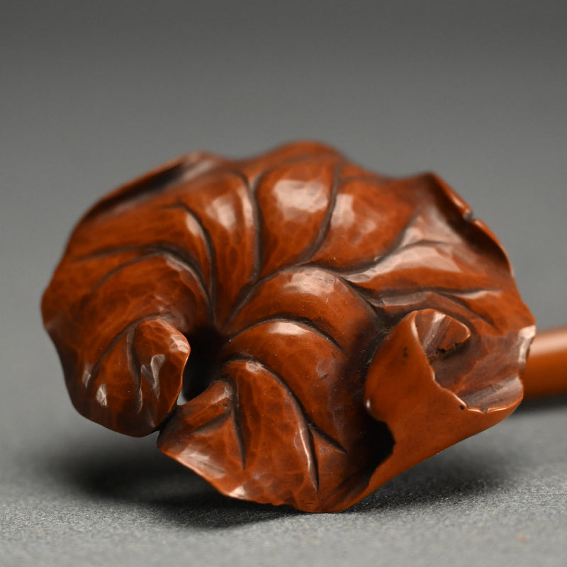 Antique Lotus Shaped Boxwood Nyoi ー黄陽木霊芝如意