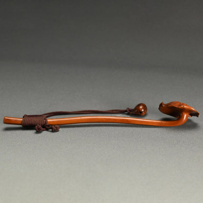 Antique Lotus Shaped Boxwood Nyoi ー黄陽木霊芝如意