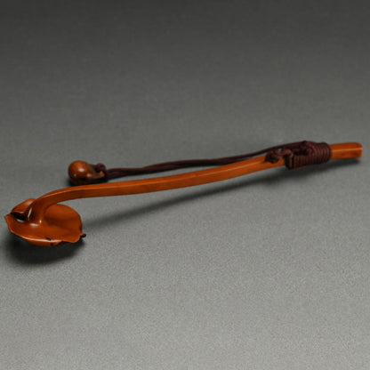 Antique Lotus Shaped Boxwood Nyoi ー黄陽木霊芝如意