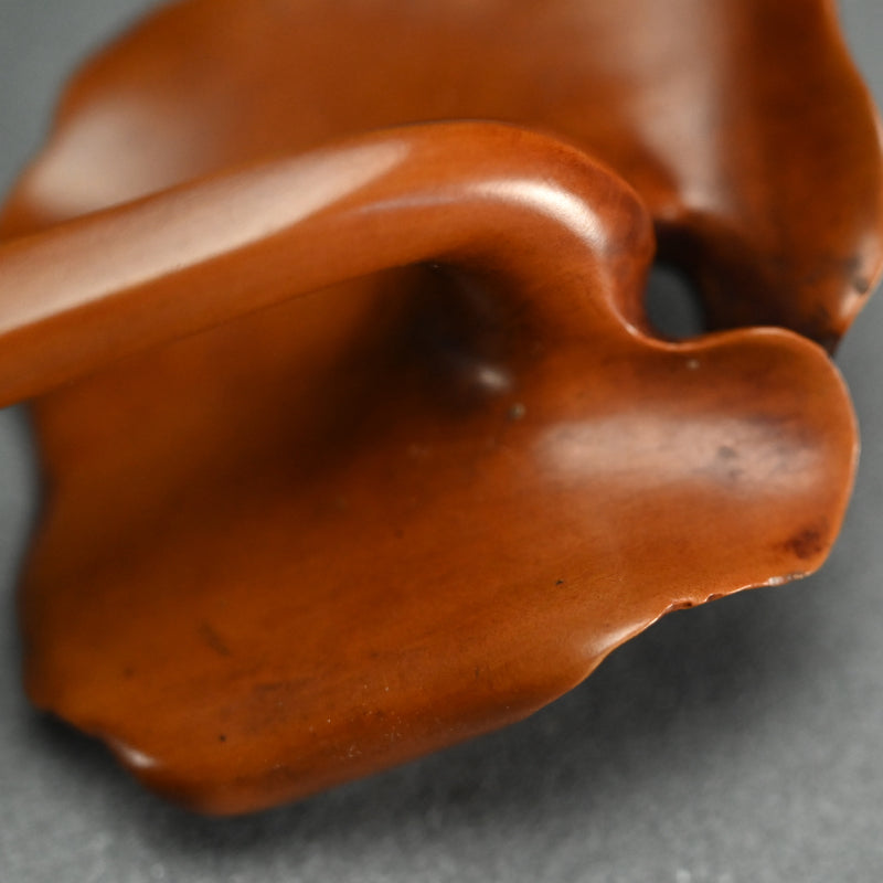 Antique Lotus Shaped Boxwood Nyoi ー黄陽木霊芝如意