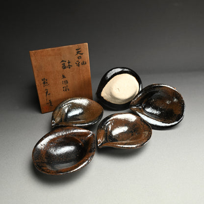 5 pc. Mid-Century Bowl Set ー熊倉 順吉 “天目釉 鉢 五個揃”