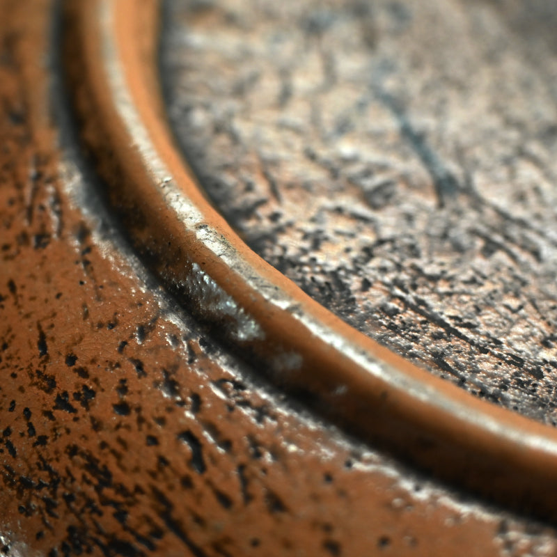 Unusual Gennai Yaki Basin, Waves and Basho Leaves