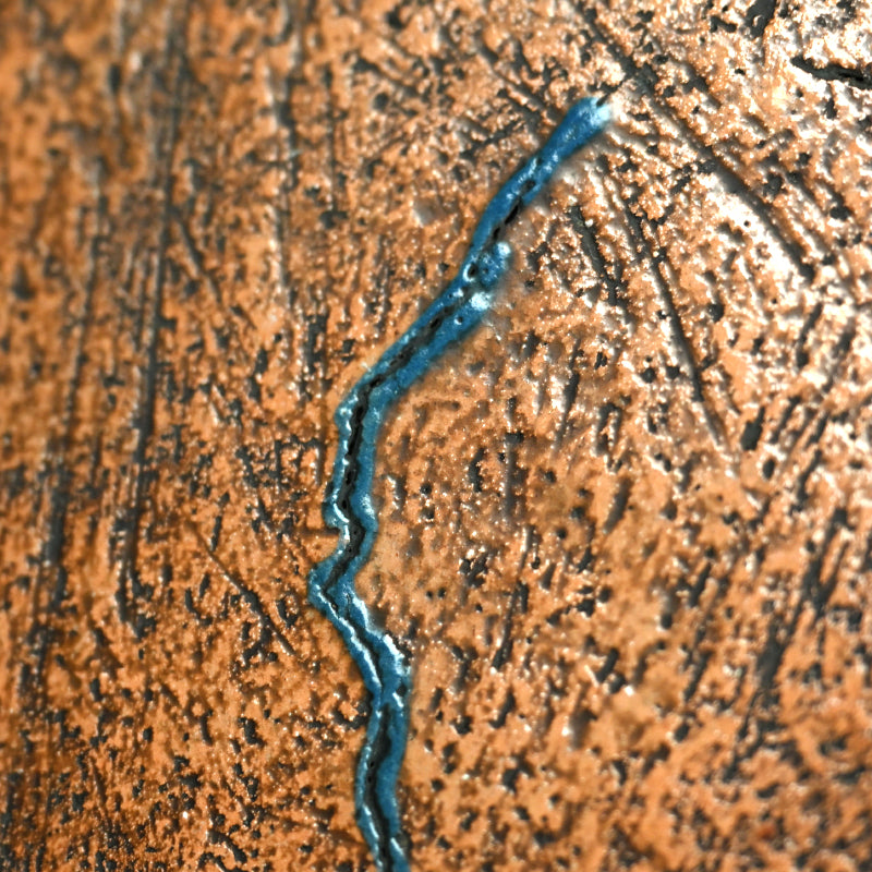 Unusual Gennai Yaki Basin, Waves and Basho Leaves