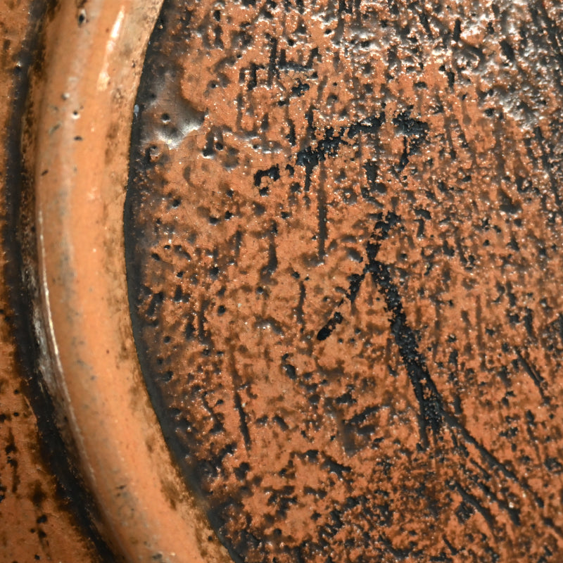 Unusual Gennai Yaki Basin, Waves and Basho Leaves