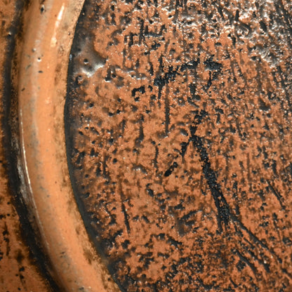 Unusual Gennai Yaki Basin, Waves and Basho Leaves