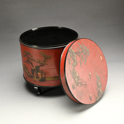 Rare Ryukyu Circular Lacquered Wooden Container, Okinawa