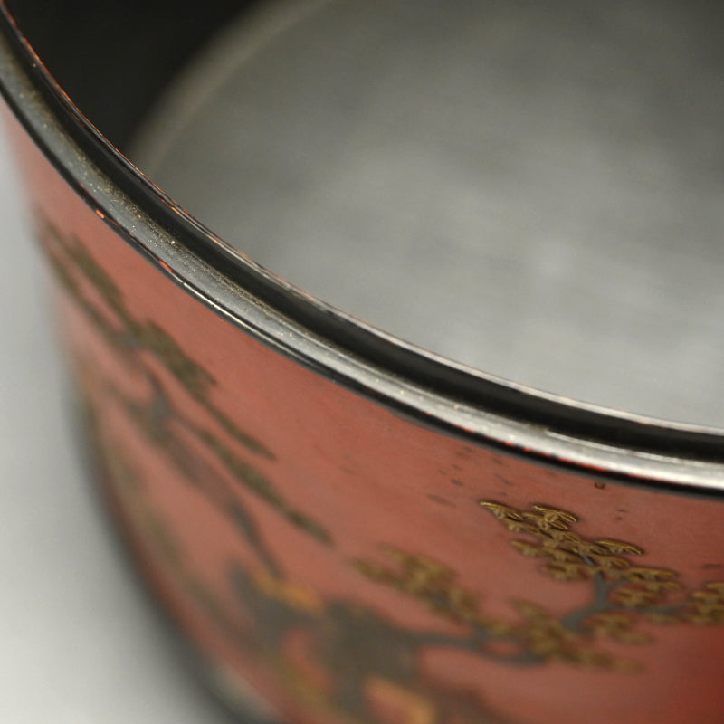 Rare Ryukyu Circular Lacquered Wooden Container, Okinawa