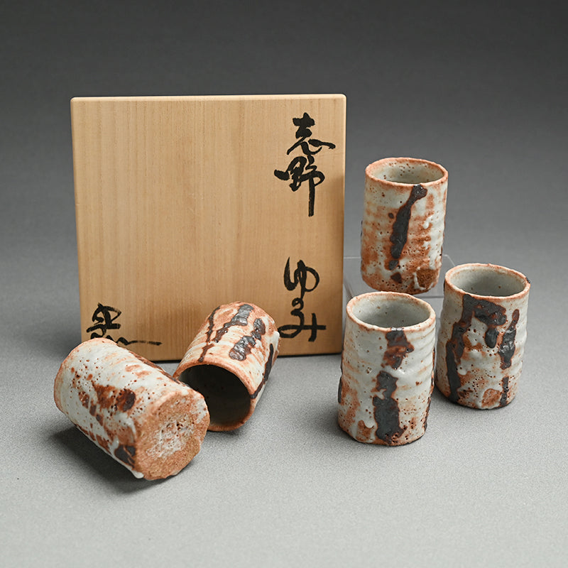 Set of 5 Shino Yunomi ー"志野 ゆのみ 五客"