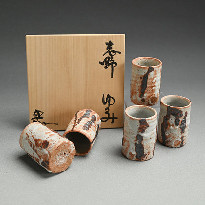 Set of 5 Shino Yunomi ー"志野 ゆのみ 五客"