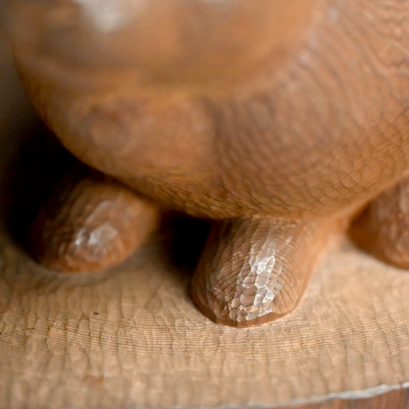 Serenity in Wood, a Carved Rabbit Okimono