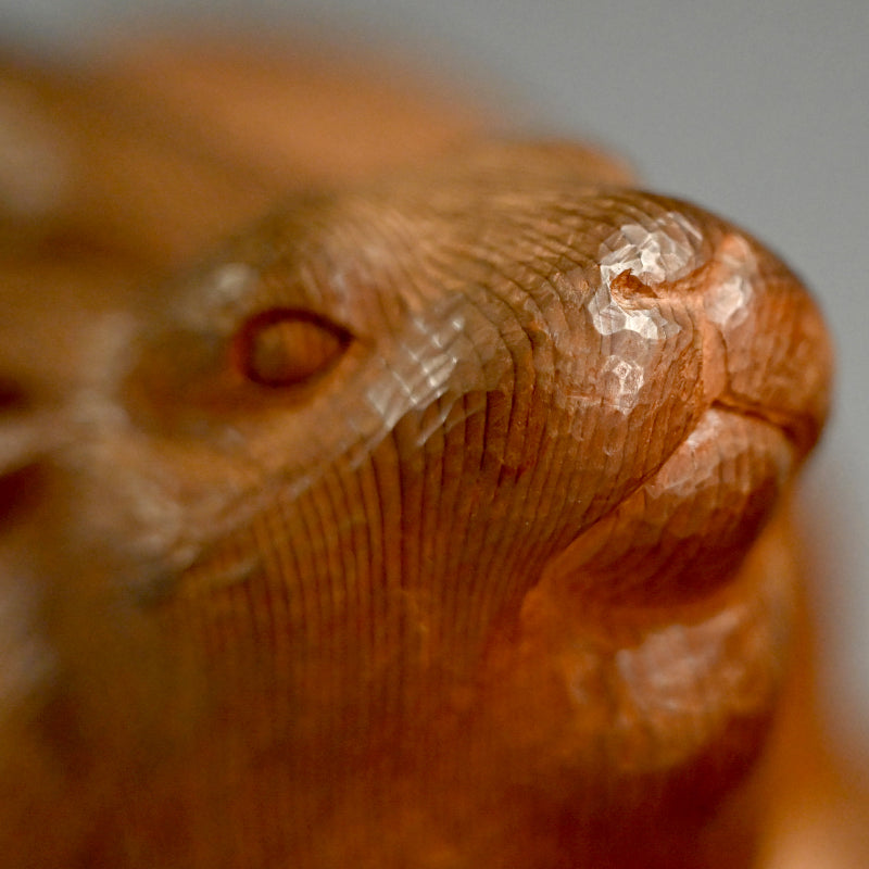 Serenity in Wood, a Carved Rabbit Okimono