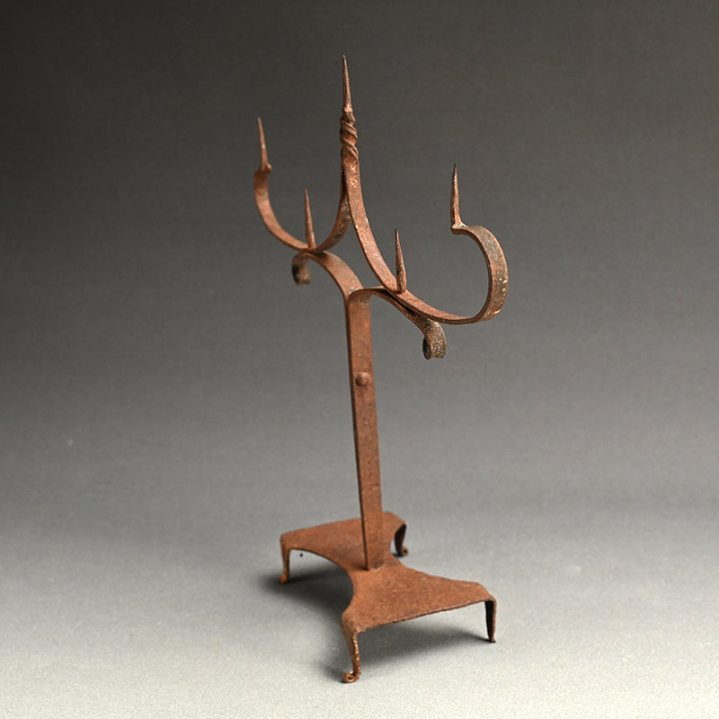 Antique Japanese Hand-forged Iron candle stand