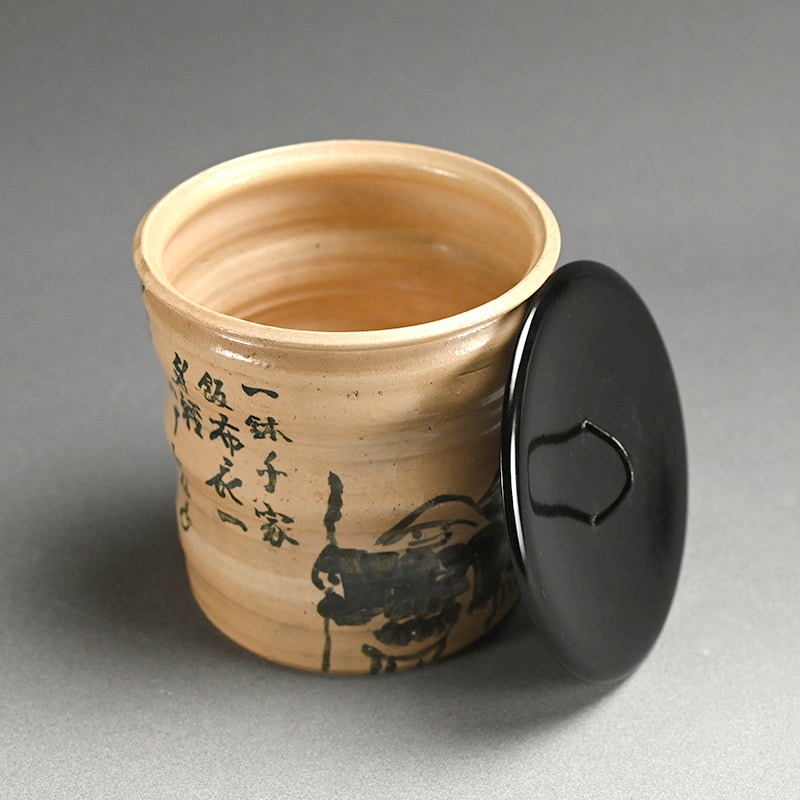 Mizusashi With Begging Monks by Gyokusen