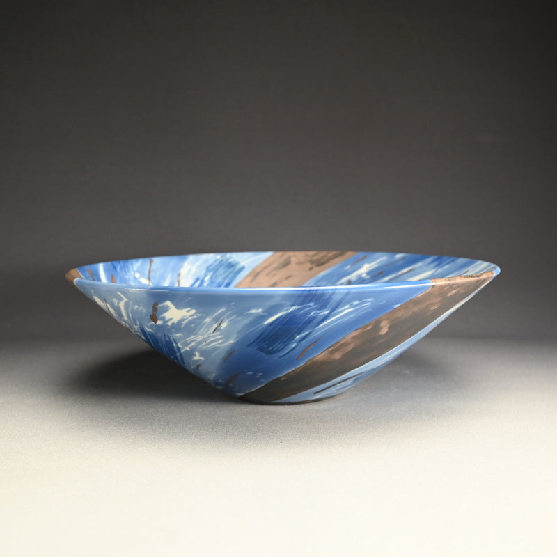 Huge Silver Glazed Blue & White Bowl ー“染付銀彩 鉢”