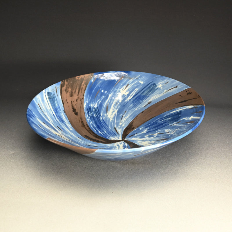 Huge Silver Glazed Blue & White Bowl ー“染付銀彩 鉢”