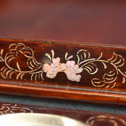 Rare! Lacquer Writing Box ー諏訪蘇山 “青貝唐閣山水 硯箱” “古稀記念”