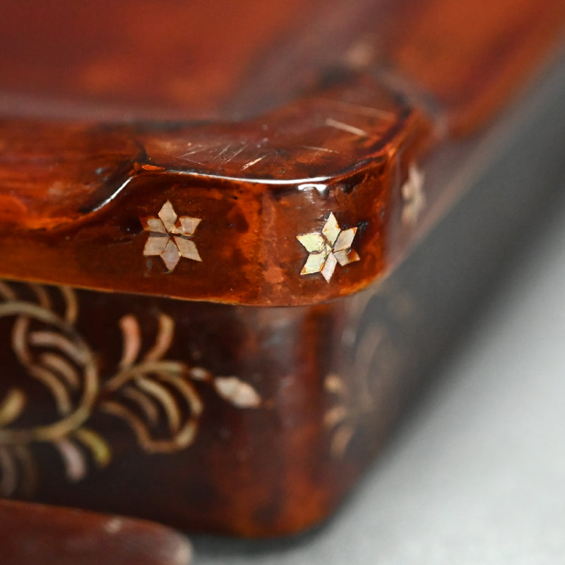 Rare! Lacquer Writing Box ー諏訪蘇山 “青貝唐閣山水 硯箱” “古稀記念”