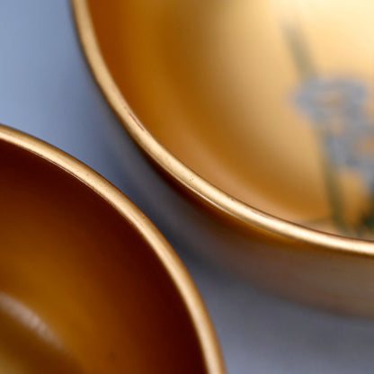 5 Antique Japanese Gold Lacquered Soup Bowls