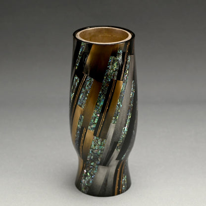 Unusual Inlayed Lacquer Vase ー服部 峻昇 "花入"