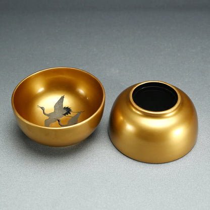 Pair Gold Lacquered Kaiseki Soup Bowls