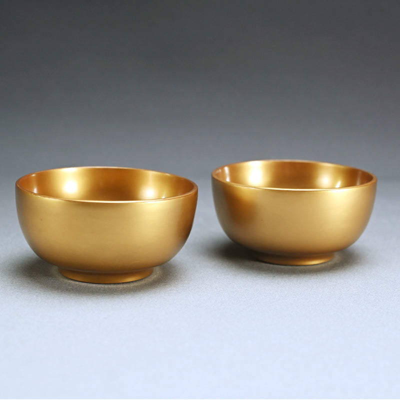 Pair Gold Lacquered Kaiseki Soup Bowls