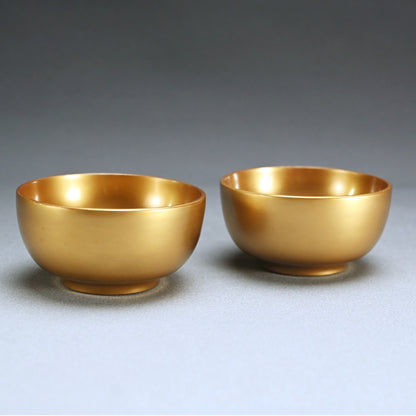 Pair Gold Lacquered Kaiseki Soup Bowls