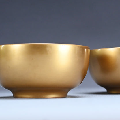 Pair Gold Lacquered Kaiseki Soup Bowls