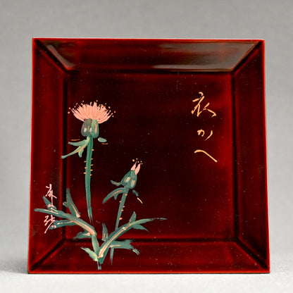 Lacquer 5 Plate Set ー張間 麻佐緒 “歳特記 四季草花 漆絵銘々皿”