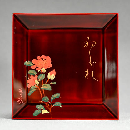 Lacquer 5 Plate Set ー張間 麻佐緒 “歳特記 四季草花 漆絵銘々皿”