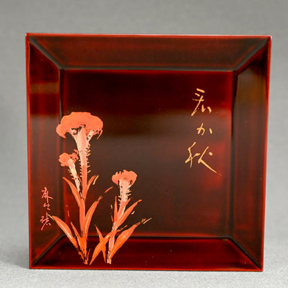 Lacquer 5 Plate Set ー張間 麻佐緒 “歳特記 四季草花 漆絵銘々皿”