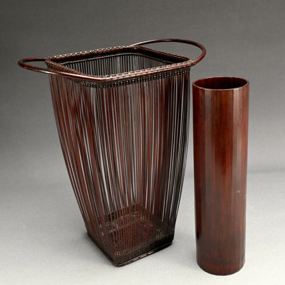 Bamboo Basket Titled Hosei ー竹雲斎 造 “萌生 花籃”