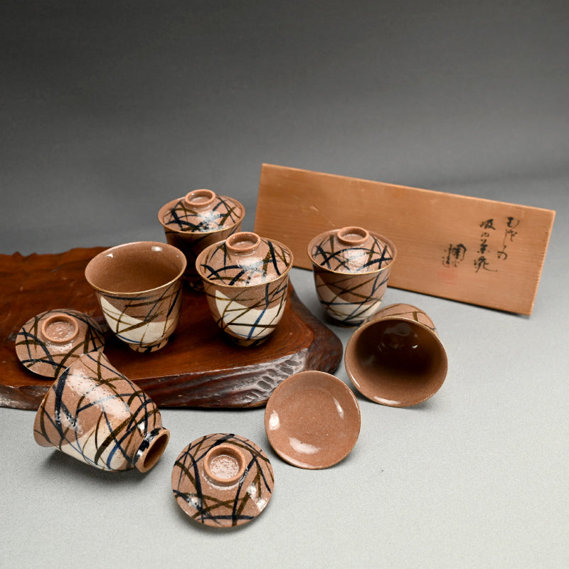 6 pc. Musashino Suimonowan Bowl Set ー伊東 陶山 “武蔵野 吸物茶碗”