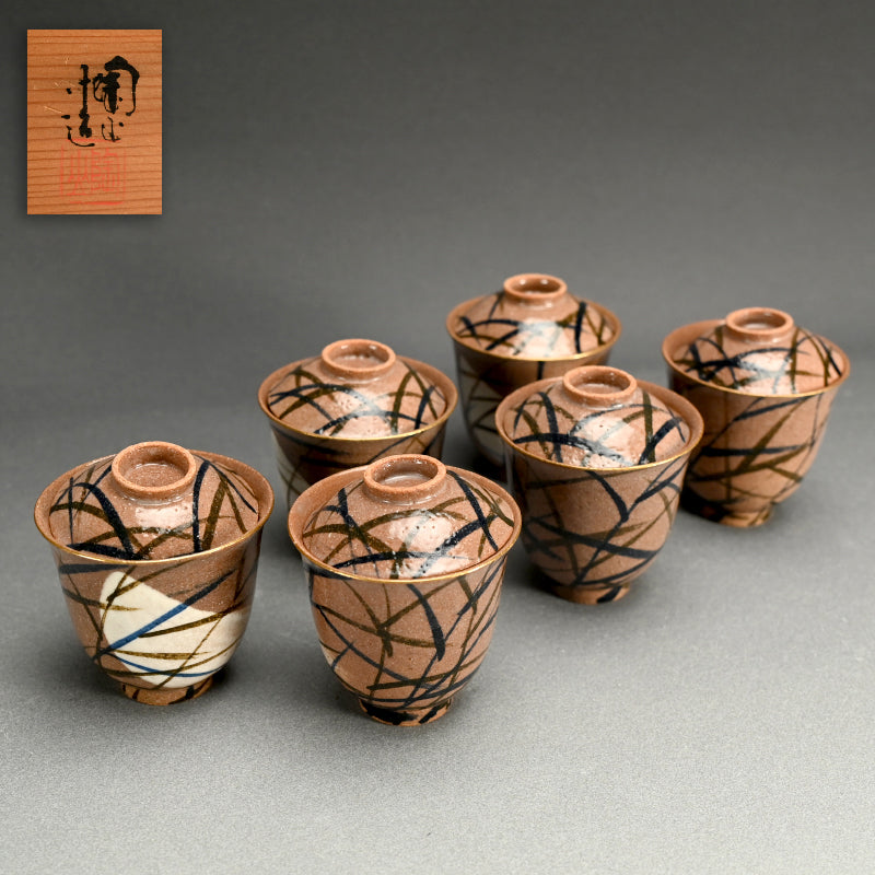 6 pc. Musashino Suimonowan Bowl Set ー伊東 陶山 “武蔵野 吸物茶碗”