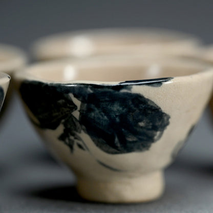 5 pc. Sencha Tea Cup Set ー富岡春子 “捏茶碗”