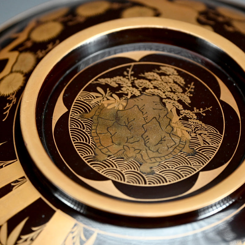 Meiji period Lacquer Bowl, Shochikubai for Festive Occasions